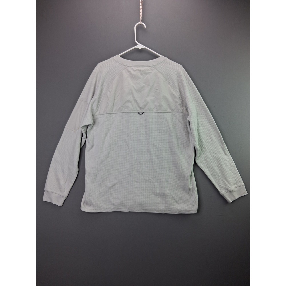 Bass Outdoor Henley Shirt Waffle Knit Thermal Large Grey Sleeve Pocket Hiking L - Picture 8 of 8